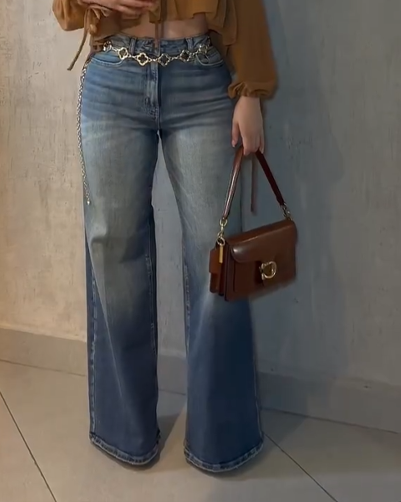 High-Waisted Straight-Leg Jeans