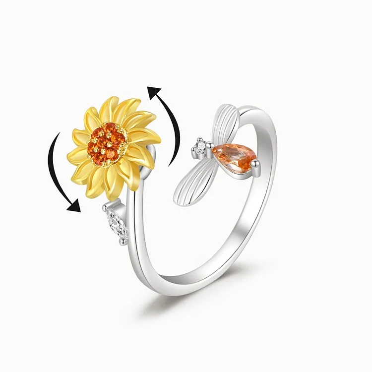 S925 Sterling Silver Sunflower Fidget Ring