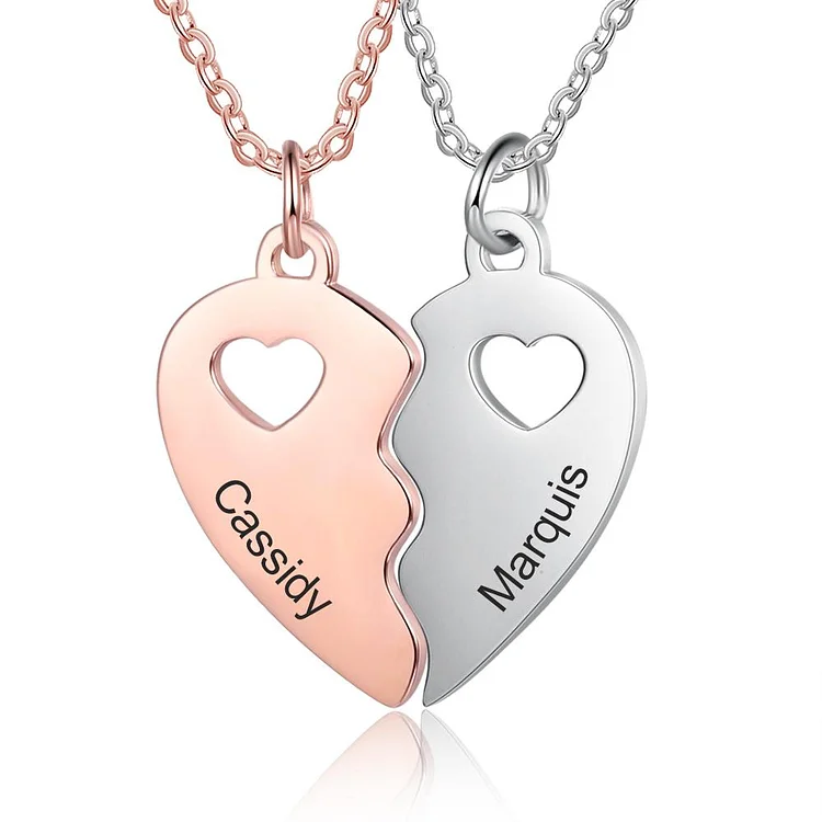 Heart Puzzle Necklace Heart Matching Necklace For Couple Broken Heart Necklace Set
