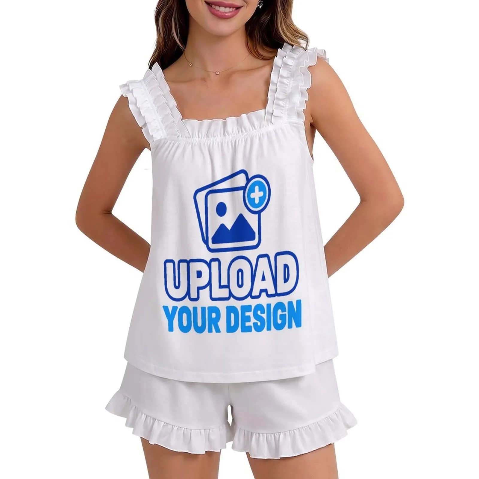Custom Ruffle-Strap Camisole Shorts Pajama Set product image 9