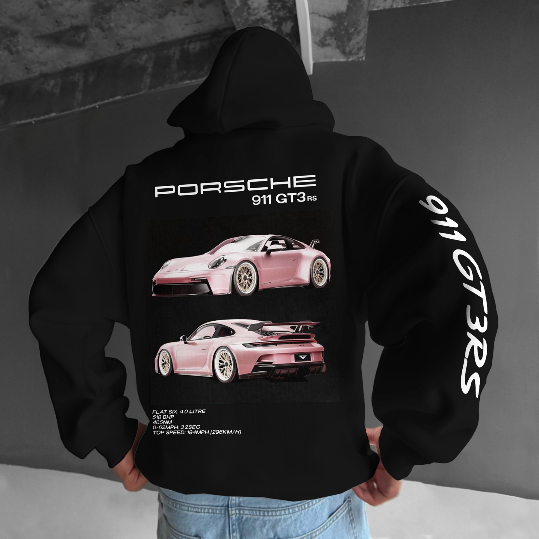 oversize sports car 911 gt3rs hoodie