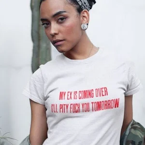 pornhint Pornhint My Ex Is Coming Over Femdom Hotwife Shirt, Funny Pity Fuck T-Shirt, Naughty Cuckold Humiliation Tee