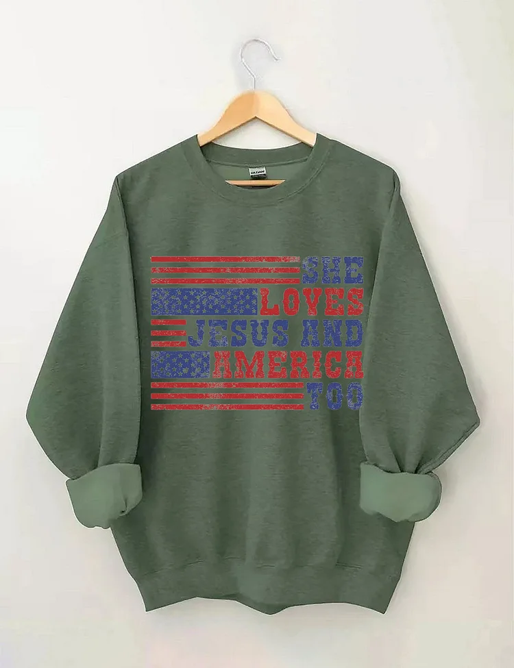 She Loves Jesus And America Too Sweatshirt socialshop