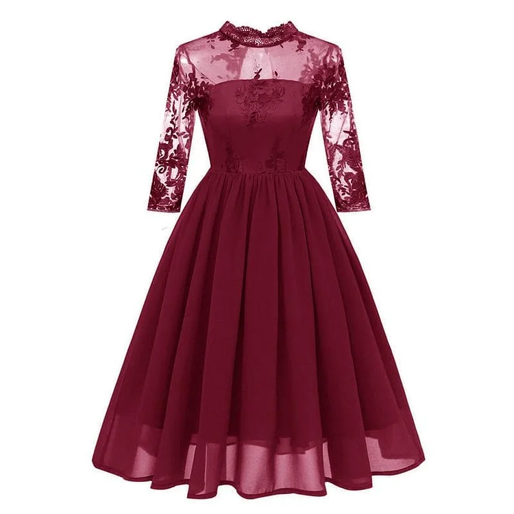 Embroidery Mesh Chiffon Dress SP13907