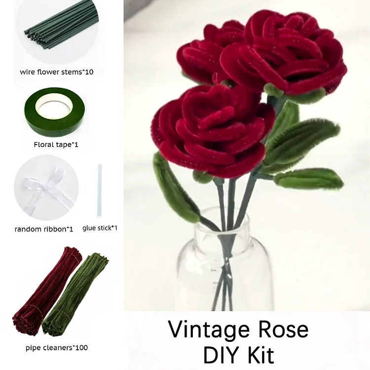 DIY Pipe Cleaners Kit - Vintage Rose veirousa