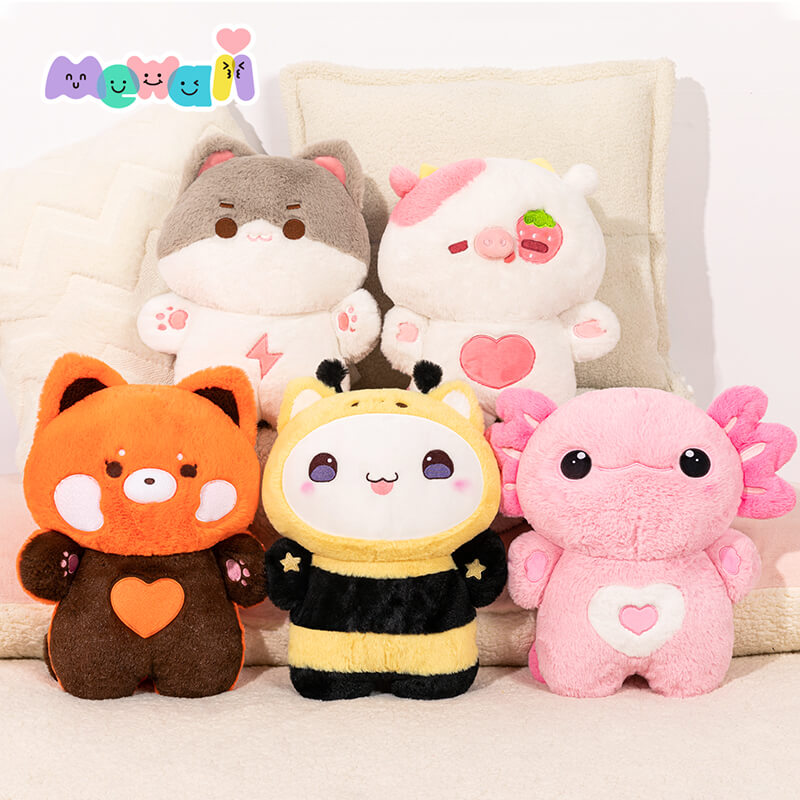 Mewaii® Huuuug Family Kawaii Cow/Axolotl/Cat/Bee Plush Pillow