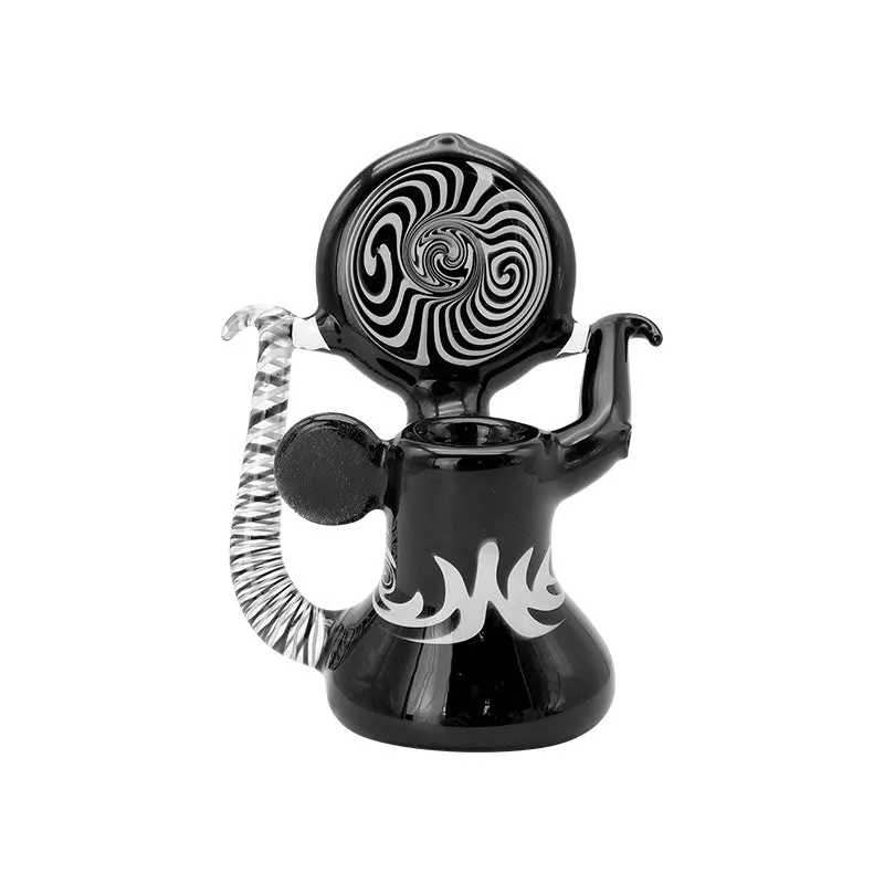 Black & White Swirl Dressing Table Shape Glass Bubbler Hand Pipe