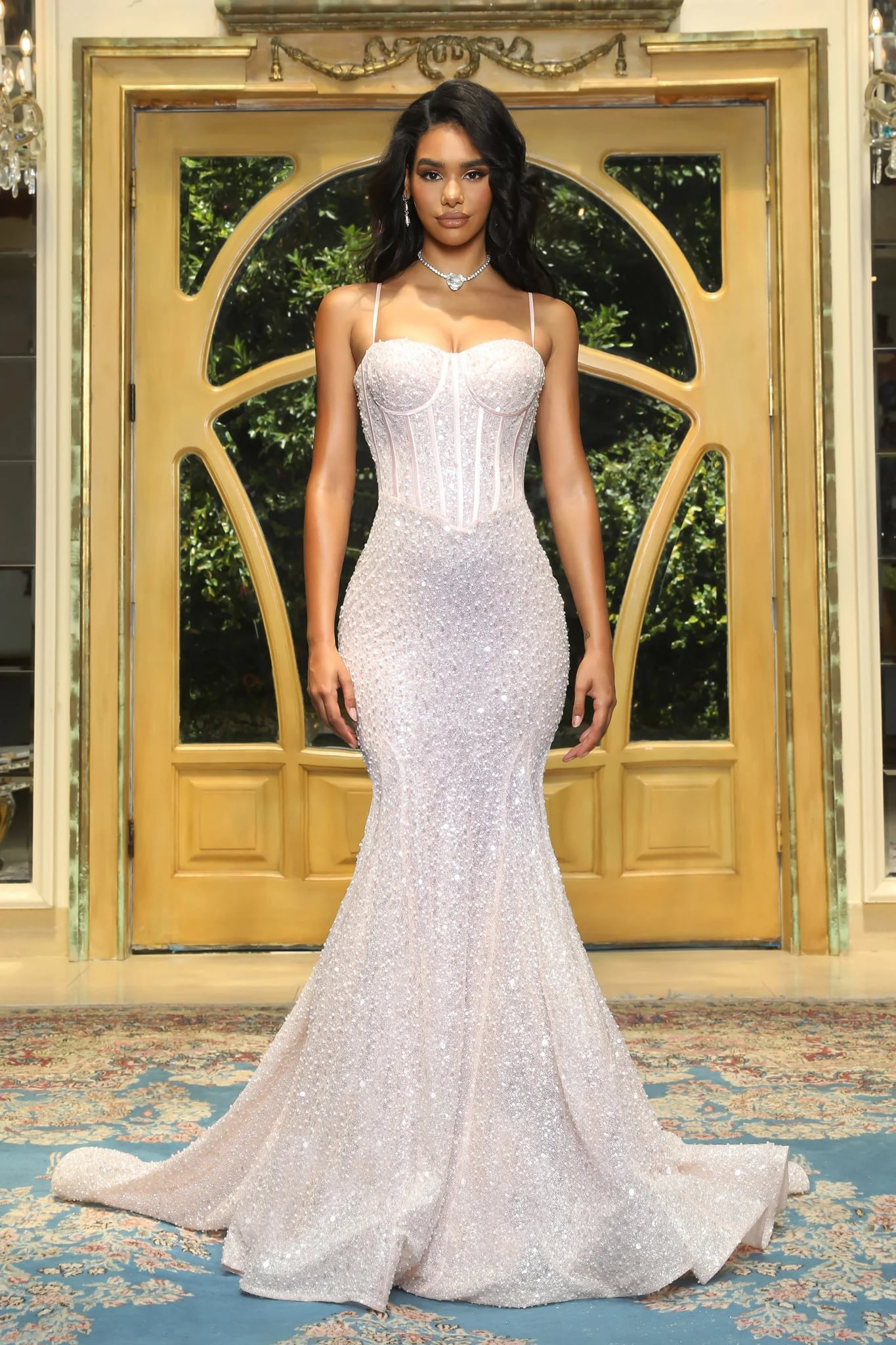 Sparkling Sweetheart Spaghetti Straps Sleevelesss Long Mermaid Prom Dress With Sequins | JZ0230 Wellcucu