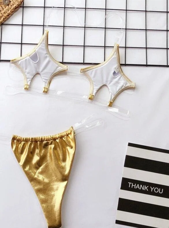 Sexy Clear Strap Micro Bikini Set String Thong Swimsuit