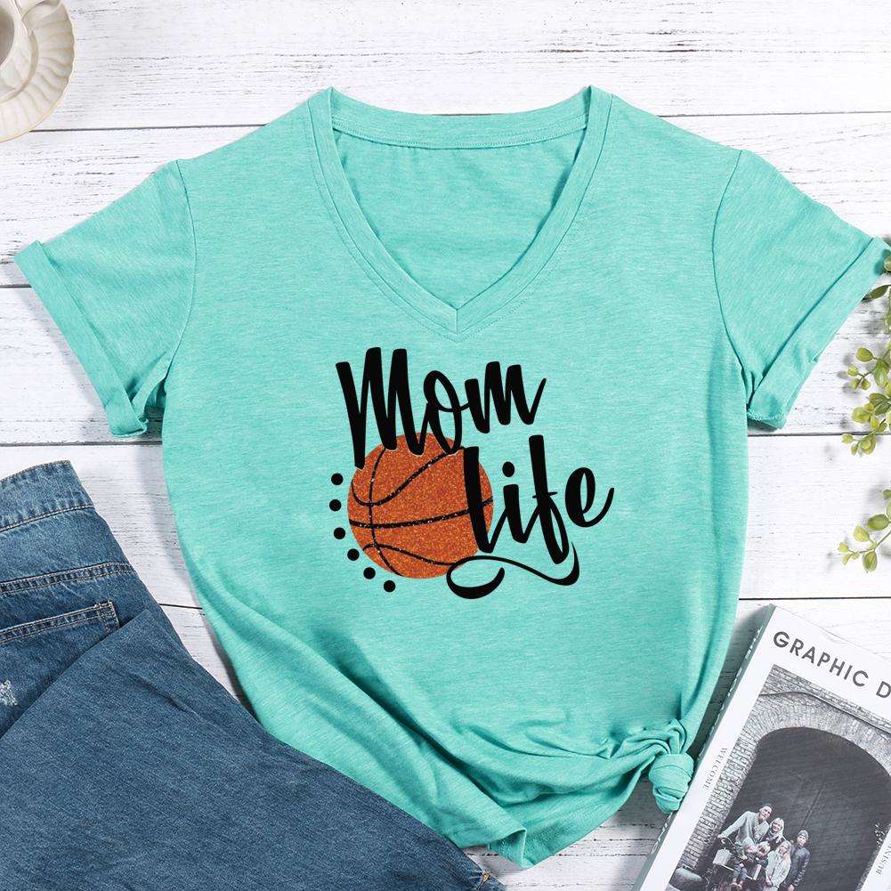 Basketball Mom Life V-neck T Shirt-Guru-buzz