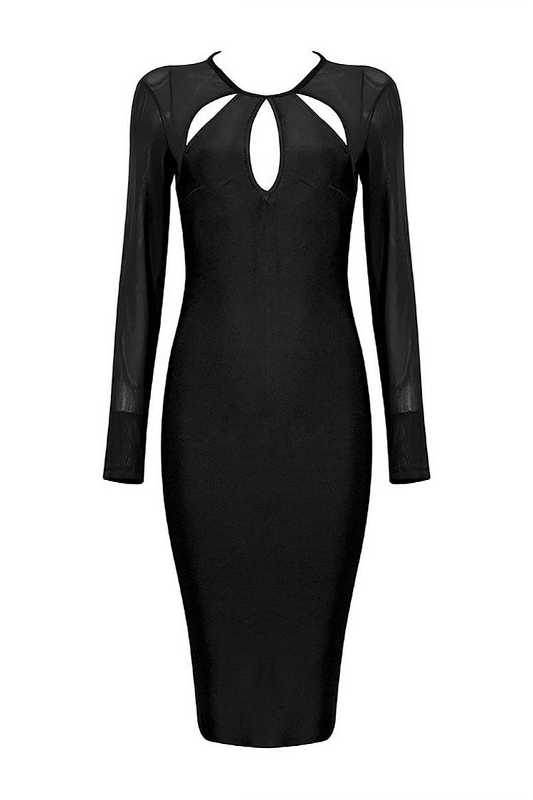Black Cut Out Bandage Dress With Long Sleeves - Shop Trendy Women's Clothing | LoverChic