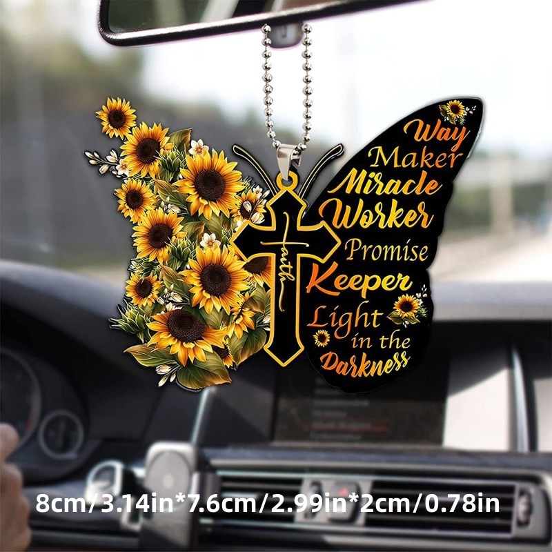 Butterfly Jesus Cross Car Pendant-BSTC1059-Guru-buzz