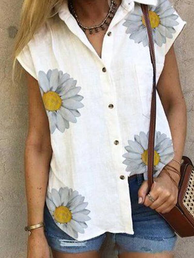 Short Sleeve Flower Print Casual Shirt For Women P1706487