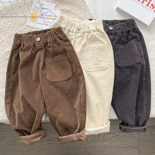 【18M-10Y】Boys Corduroy Solid Color Casual Pants