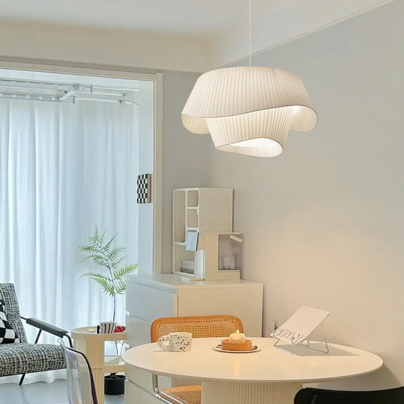 Milk White Chandelier Silk Satin Led Bedroom Decor Home Pendant Lights