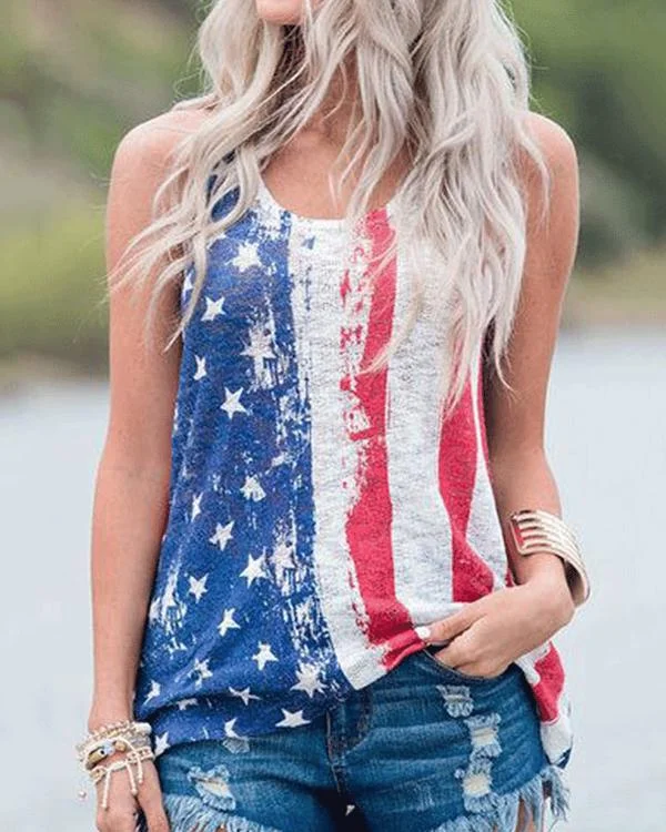 American Flag O-Neck Tank