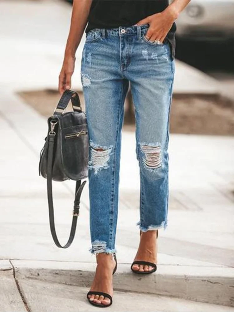 Ripped Slim Fit Washed Jeans P14396