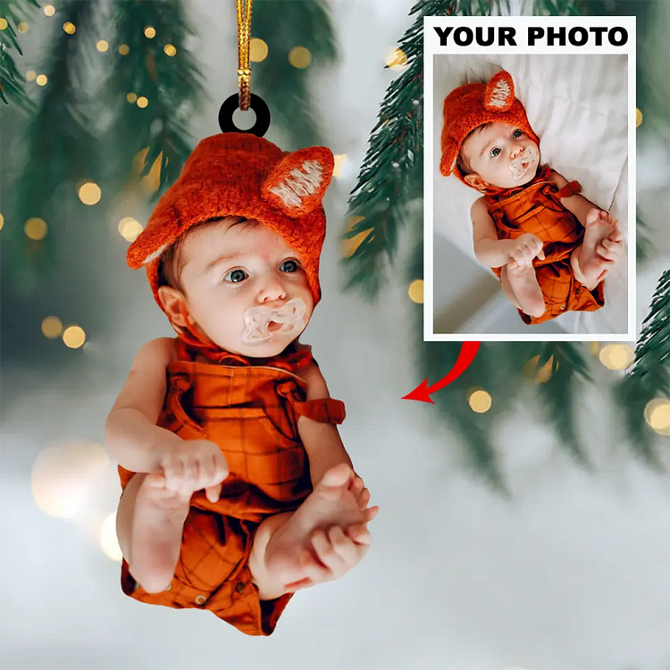 Custom Baby Photo Acrylic Ornament Personalized Acrylic Christmas Ornament Gift for Family Newborn 