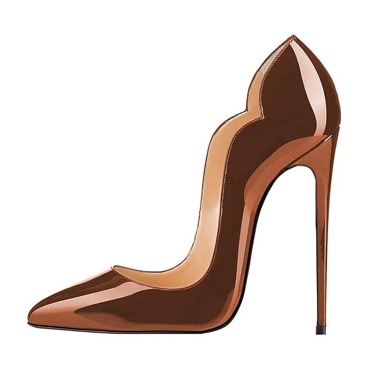 Brown Patent Leather High Heel Pumps Vdcoo