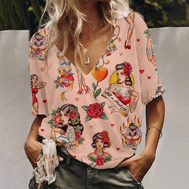 Vintage Love Forever V-Neck T-Shirt