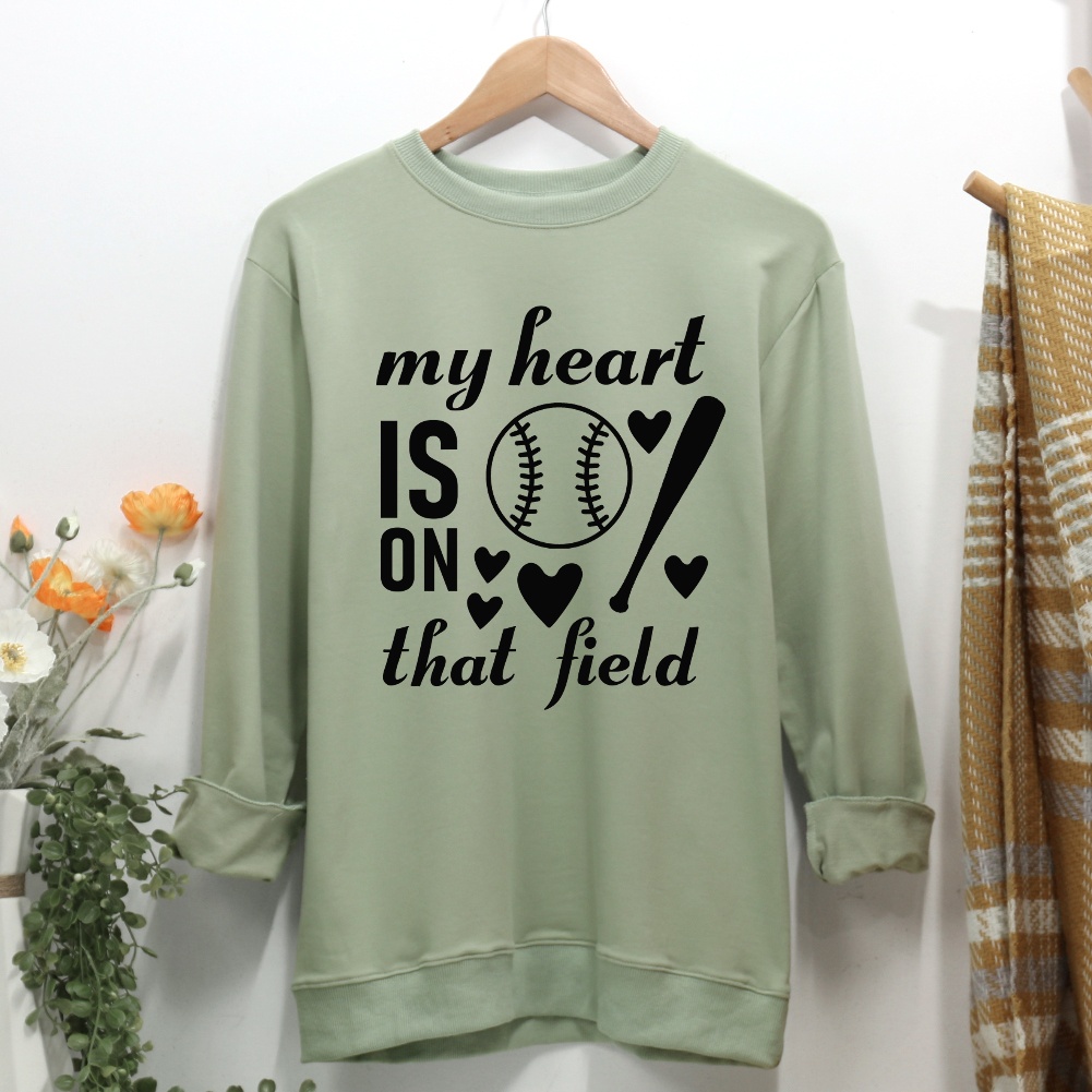 My heart is on that field Women Casual Sweatshirt-Guru-buzz