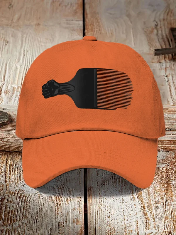 Afro Comb Black Fist Graphic Print Casual Baseball Cap