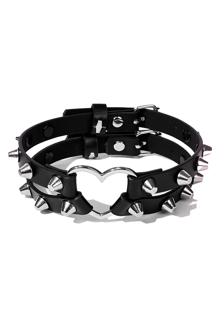 Gothic Black Party PU Leather Double-row Rivet Choker