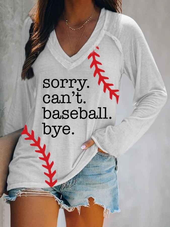 Women's Sorry Can't Baseball Bye Print Casual T-Shirt socialshop