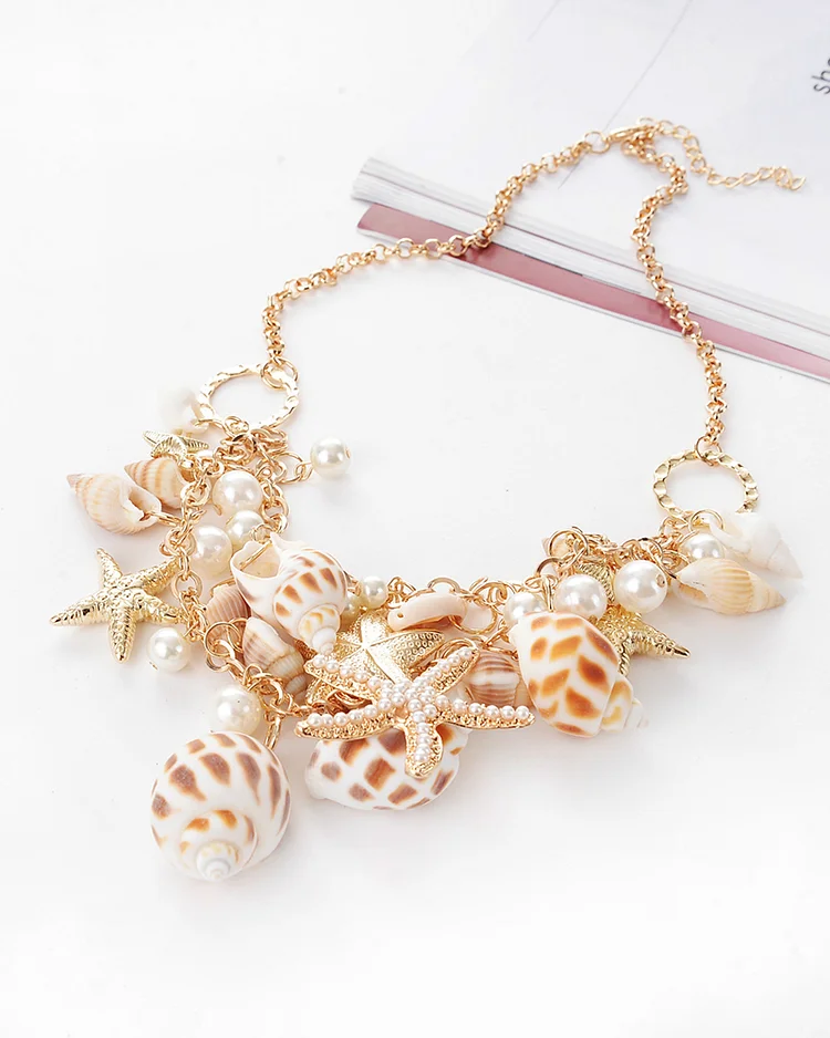 Beach Chain Conch Starfish Shell Necklace