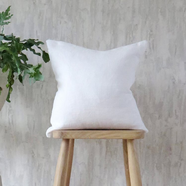 White Square 100% Flax Linen Pillowcases-ChouChouHome