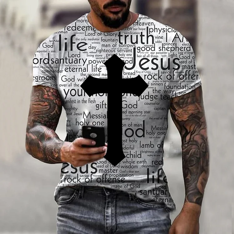 Men's Jesus Faith Cross Short Sleeve T Shirt
