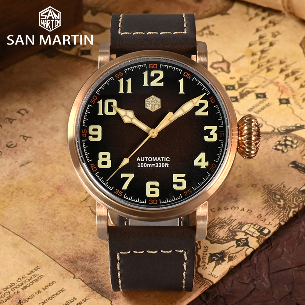 San Martin 45Mm CuSn8 Bronze Pilot Men Watch SN095QSan Martin Watch San Martin Watch StoreSan Martin Watches