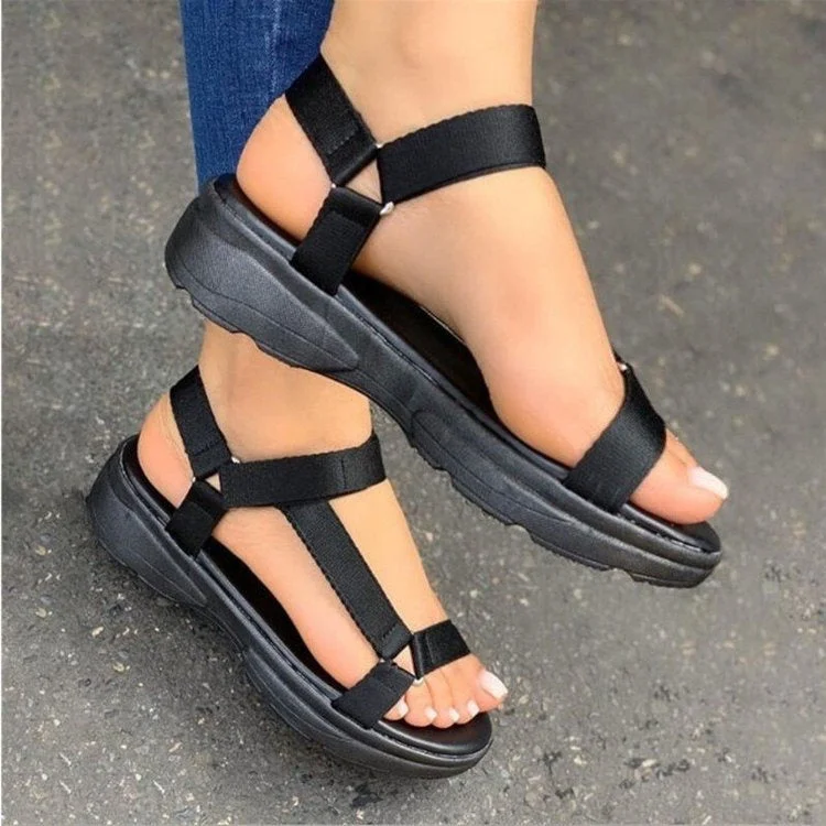 Women's Summer Velcro Flat Rainbow Color Sandals