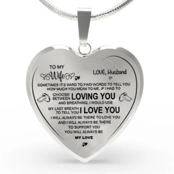 Mayoulove "To My Wife"Heart Necklace-Mayoulove