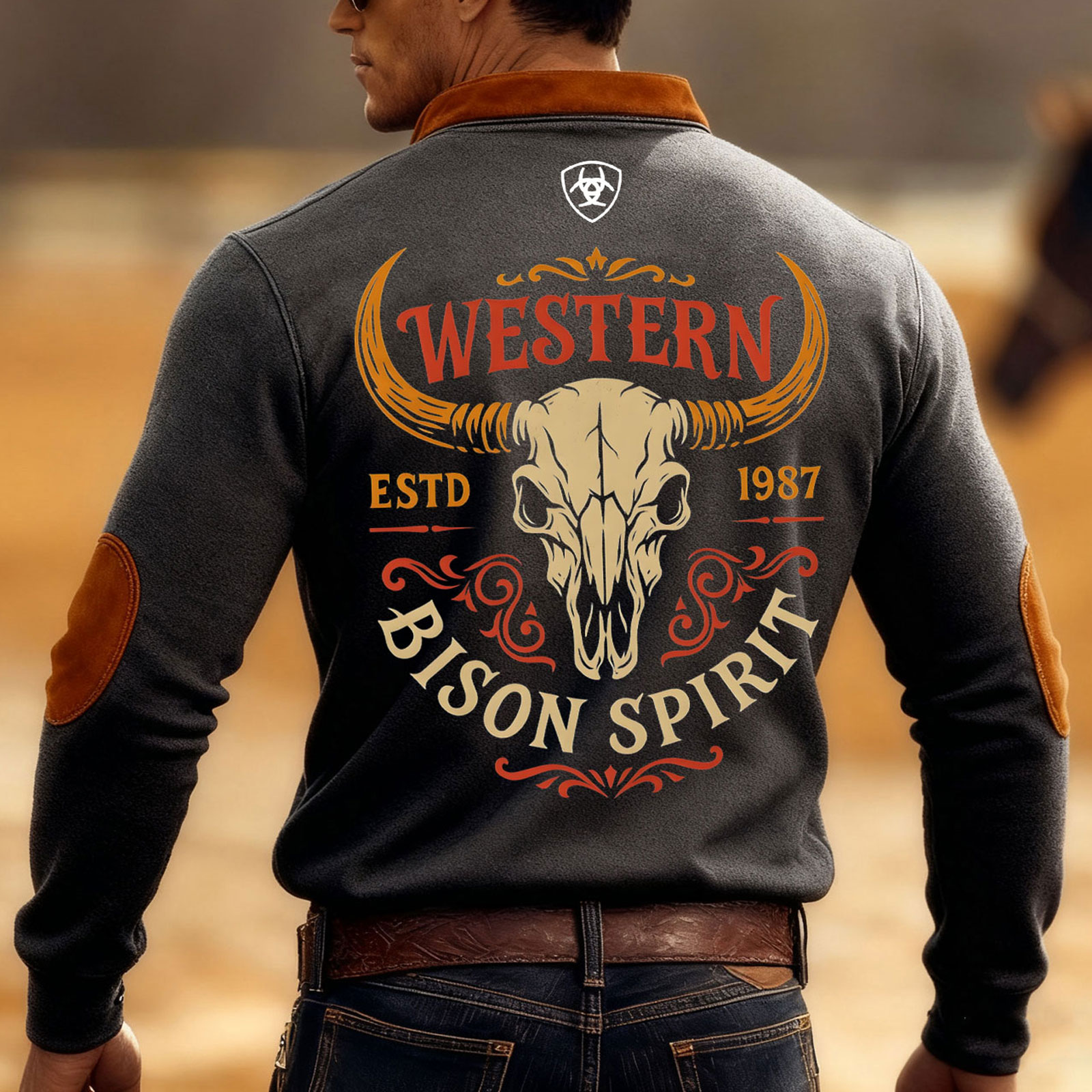 Western-Inspired Graphic Sweatshirt For Men - Perfect For Casual And Outdoor Adventures