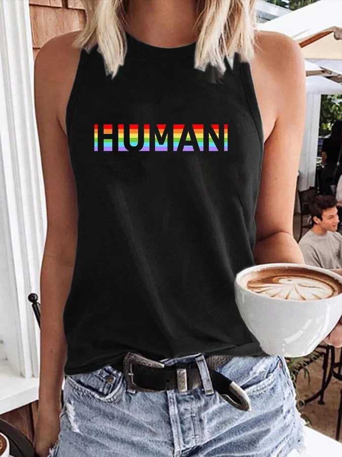 Women's Human LGBT Print Tank Top socialshop