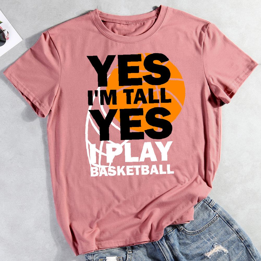 yes i'm tall yes Round Neck T-shirt-0023089-Guru-buzz