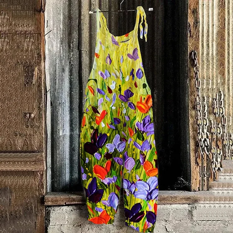 Floral Print Loose Casual Jumpsuit