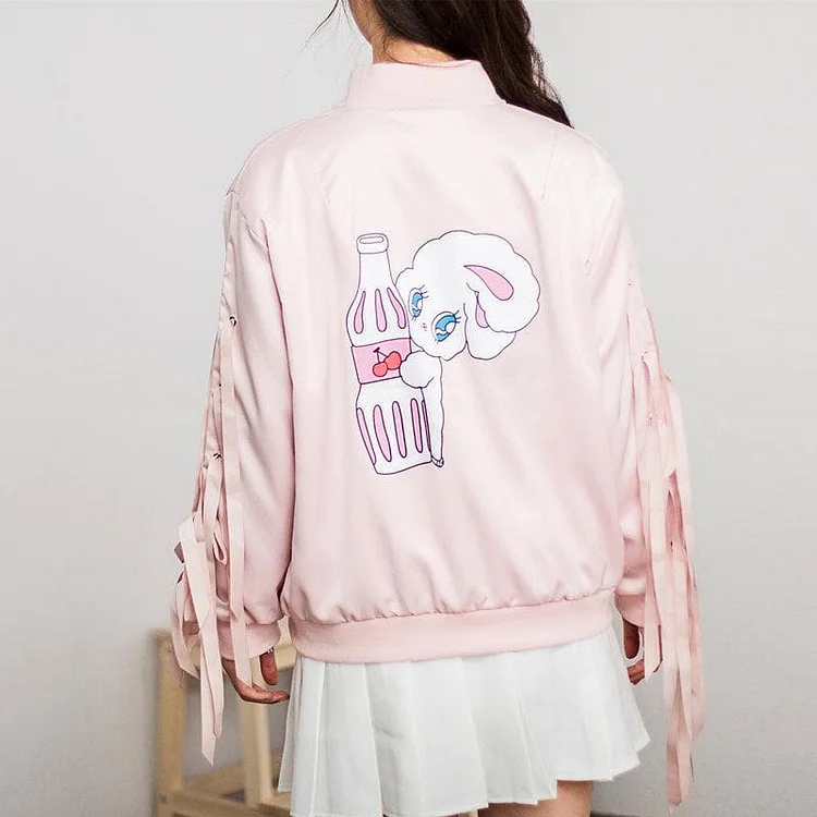 Pink Kawaii Bunny Rabbit Cartoon Jackets S12962