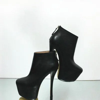 Black High Heel Fashion Platform Booties Vdcoo