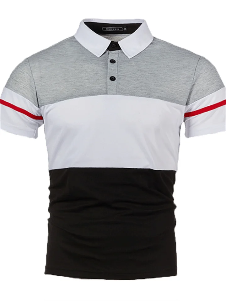 Men's Polo Shirt Golf Shirt Casual Holiday Classic Short Sleeve Fashion Basic Color Block Button Summer Regular Fit Fire Red Black Dark Navy Grey Polo Shirt