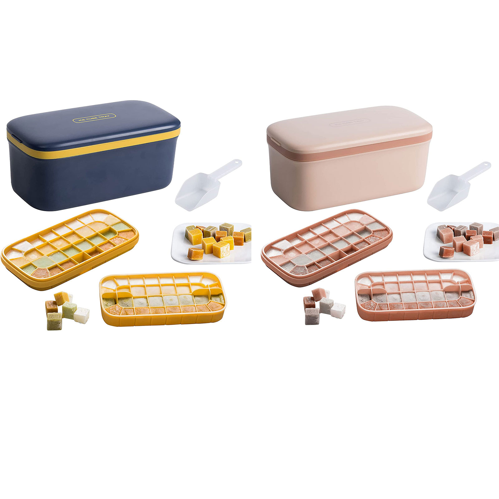 Ice Cube Trays - 2 Tier Silicone 64 Grids Ice Cube Mold with Lid and Scoop, Dark blue (double layer), 501 Original
Ice Cube Trays - 2 Tier Silicone 64 Grids Ice Cube Mold with Lid and Scoop, Dark blue (double layer), 501 Original