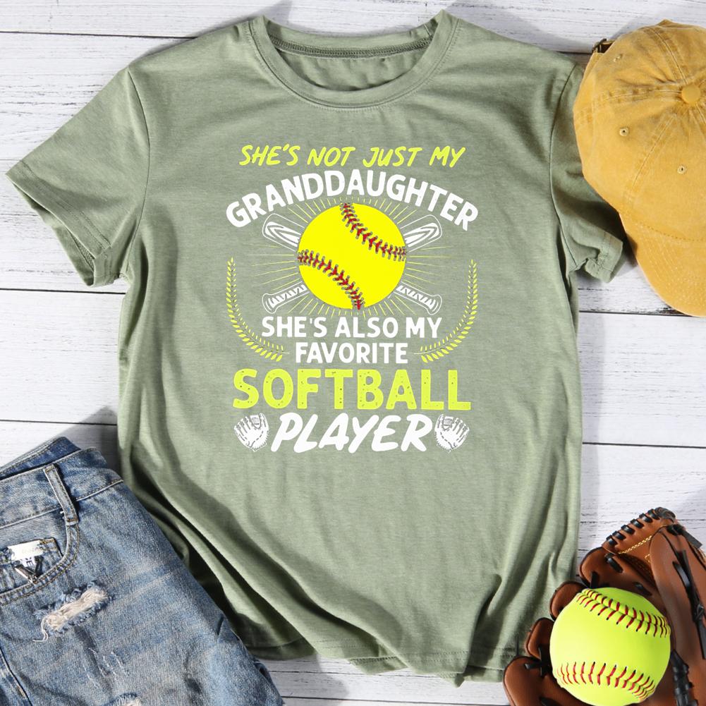 My Granddaughter She's Also My Favorite Softball  Round Neck T-shirt-Guru-buzz