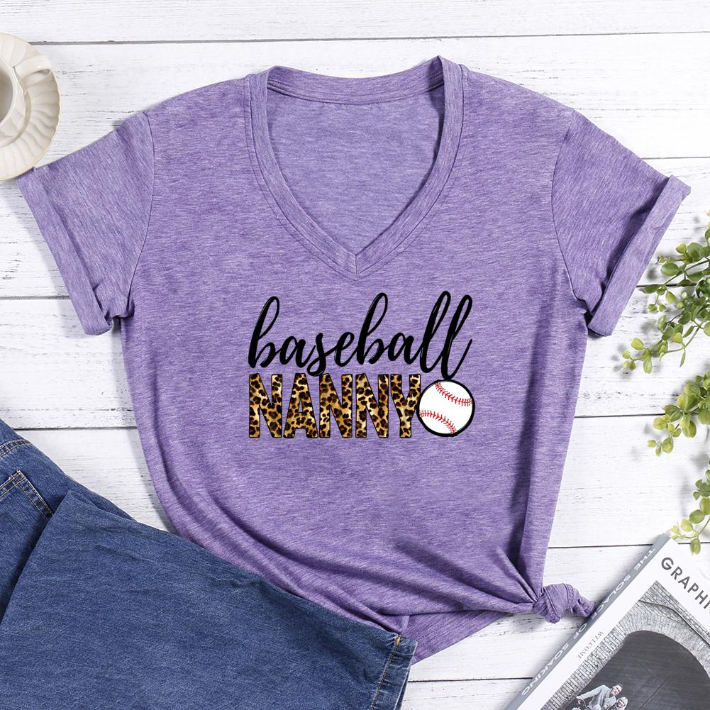 Baseball nanny V-neck T Shirt-Guru-buzz