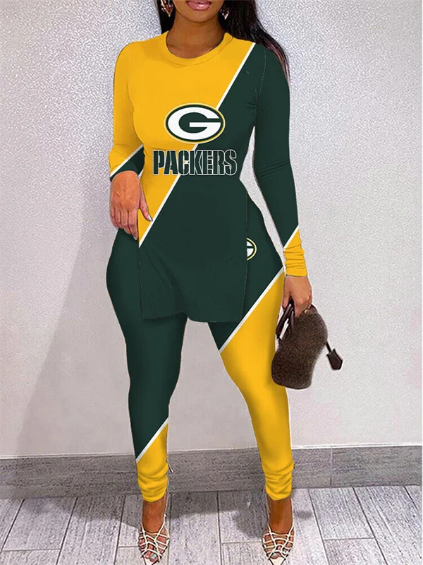 Green Bay PackersLimited Edition High Slit Shirts And Leggings Two-Piece Suits