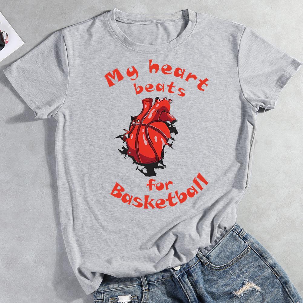 my heart beats for basketball Round Neck T-shirt-0022401-Guru-buzz