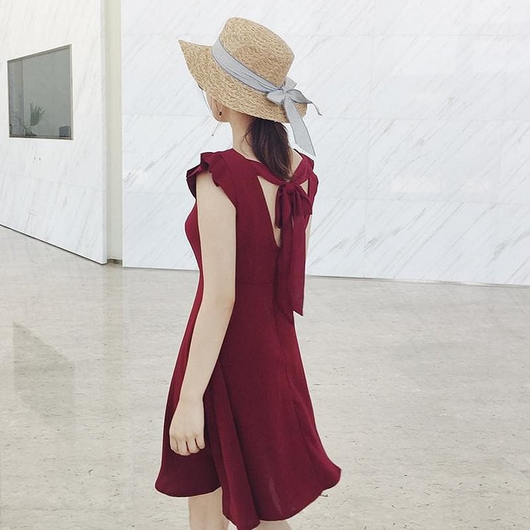 Red/Black Elegant Sleeveless Laced Back Dress SP1710275