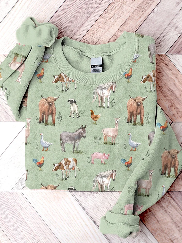Comstylish Farm Animals Print Casual Comfort Sweatshirt