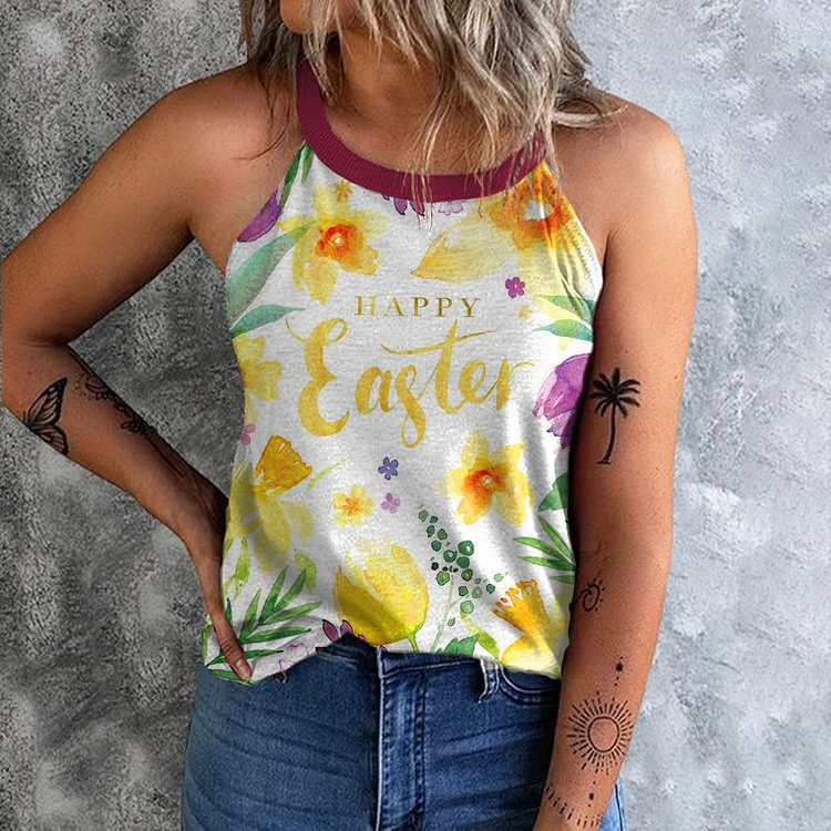 Floral Easter Print Tank Top