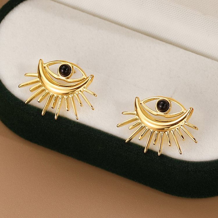 Devil's Eye Natural Stone Stud Earrings